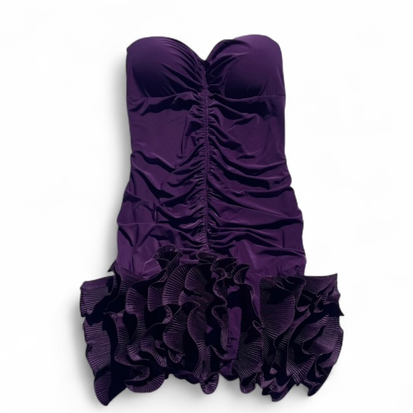 Goddess Dresses & Skirts - NWT Y2K Goddess London Strapless Ruched Purple Ruffle Bottom Fairycore Dress M